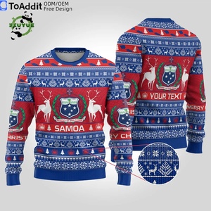 Suéteres de punto transpirables antiarrugas personalizados para hombre para invierno Navidad Santa Whale Samoa Christmas Ugly Xmas Jumper - Product Image 2