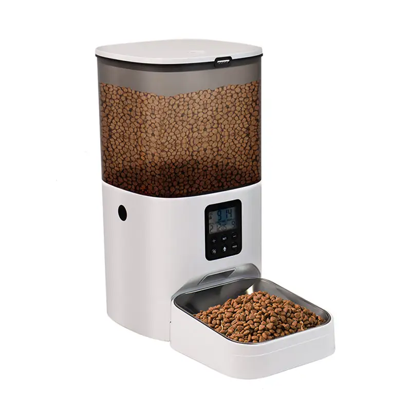 Dry Food LCD Display vocale registrazione intelligente Pet Feeder automatico Multi pasto Set Up grande 6L Pet Feeder