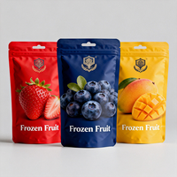 Sac d'emballage refermable en plastique avec logo personnalisé pour fruits congelés (fraises, framboises, cerises)