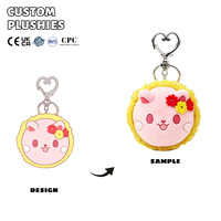 Porte-clés personnalisé en peluche animale mignonne, jouet en peluche doux, breloque florale pour sac avec broderie, anneau métallique, cadeau personnalisé