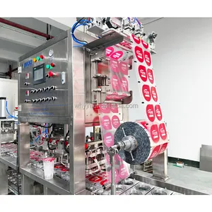 Büyük kapasiteli otomatik lineer buz küpü Pet fincan doldurma mühürleme kapaklama makinesi buz tüpü paketleme makinesi