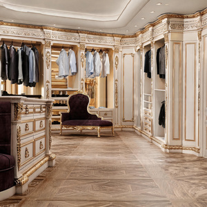Armario de Madera Maciza de Lujo con Tallados Dorados Estilo <span class=keywords><strong>Imperio</strong></span> Francés, Armario Clásico con Columnas para Dormitorio, Mueble de Guardarropa - Product Image 3