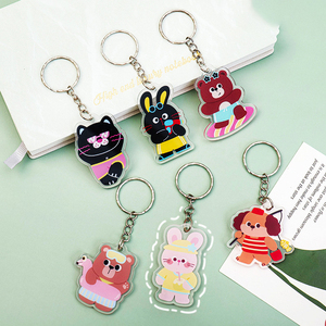 Custom Cartoon <b>Anime</b> Cute Little Animal Puppy Acrylic UV Printing <b>Keychain</b> Pendant Fashion Trend Souvenir Gift Decoration - Product Image 2