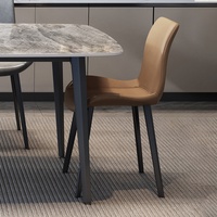 Chaise de salle à manger moderne, simple, légère et luxueuse, en cuir PU minimaliste pour hôtel, restaurant