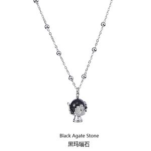 Chaud métal feuille trophée cadeau inoxydable titane acier collier étanche ne se décolore pas pierre naturelle <span class=keywords><strong>Pauline</strong></span> fleur pendentif bijoux - Product Image 6