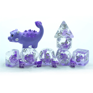 Juego de dados poliédricos Dnd personalizados profesionales, 7 Uds., dados digitales de resina arcoíris 4d 6d 8d 10d 12d 20d, dinosaurio bonito para juego DND - Product Image 6