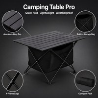 Table de camping pliante portable et légère, plateau en alliage d'aluminium durable, base en X, mobilier d'extérieur avec rangement