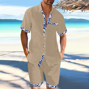 남자의 단색 세트 사용자 정의 티셔츠 여름 3D 인쇄 화이트 블랙 블루 남성 셔츠 캐주얼 스트리트 스타일 느슨한 피팅 의류