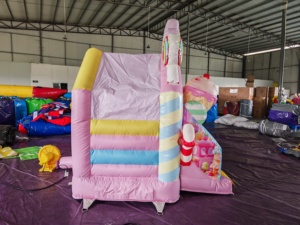 Castillo Inflable de 6.6 Pies, Estilo Macaron Rosa, con Tobogán, para Niños Pequeños, para Jardín - Product Image 5
