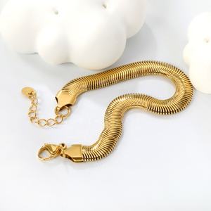 Trendy Fashion <b>Adjustable</b> 18k Gold Plated Tarnish Free Stainless Steel Snake Chain <b>Bracelet</b> Chunky Cuban <b>Bracelet</b> for Women - Product Image 3