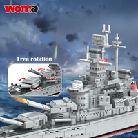 WOMA TOYS Décoration d'intérieur Cadeaux d'anniversaire pour garçons Modèle de bateau de guerre Maquette de navire de bataille Briques de construction de navires de bataille à collectionner