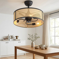 Ventilateur de plafond moderne à moteur DC avec lumière, 20 pouces, mini, économe en énergie, 6 vitesses, télécommande