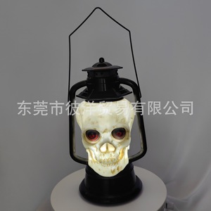 Halloween Skull Lantern Plastic <b>Ornament</b> With Red Eyes For Party Decoration Props - Product Image 3