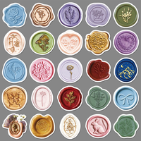 Autocollants de sceau de cire de dessin animé Vintage personnalisés 50 pièces décalcomanies étanches pour tasses/revues quantité minimale de commande 50 ensembles fournitures de Scrapbooking bricolage