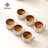 Tasses à café en céramique empilables FENN, prix d'usine, logo personnalisé imprimé, 70 ml, mini-tasses à expresso, tasses à café en céramique pour la maison et les cafés