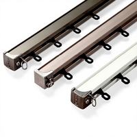 Rail de rideau compact en aluminium silencieux 2,2 mm, robuste et silencieux, avec glissières en téflon, installation facile pour la maison et l'hôtel