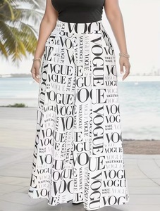 JL408 <span class=keywords><strong>Pantaloni</strong></span> <span class=keywords><strong>Palazzo</strong></span> con Stampa Lettering, Vita Alta, Tasche, Gamba Larga e Lunga, Stile Streetwear per Donna - Product Image 1