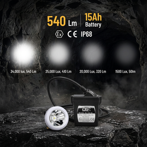 <span class=keywords><strong>Lampe</strong></span> <span class=keywords><strong>frontale</strong></span> LED sans fil KL15LM IP68 étanche, résistante aux chocs 20J, <span class=keywords><strong>ATEX</strong></span> 15Ah pour l'exploitation minière souterraine - Product Image 1