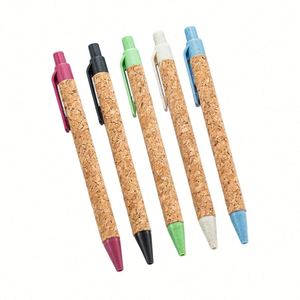 Wholesale High Quality Eco-friendly Recycled Wooden Wheat Straw <b>Retractable</b> Ballpoint <b>Pens</b> Promotion Gift for Business Writing - Product Image 1