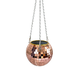 Offre Spéciale Home Decor Disco Miroir Boule Plante Ronde Suspendue <span class=keywords><strong>Jardinière</strong></span> <span class=keywords><strong>En</strong></span> Verre et Fer Pot De Fleur avec <span class=keywords><strong>Macramé</strong></span> Corde Drainage Trou - Product Image 5