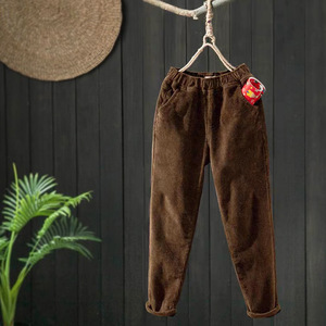 Harem <b>Pants</b> Corduroy Fleece <b>Lined</b> Thickened Casual Women Autumn Winter Warm <b>Pants</b> With Pocket Artistic Retro Style - Product Image 3