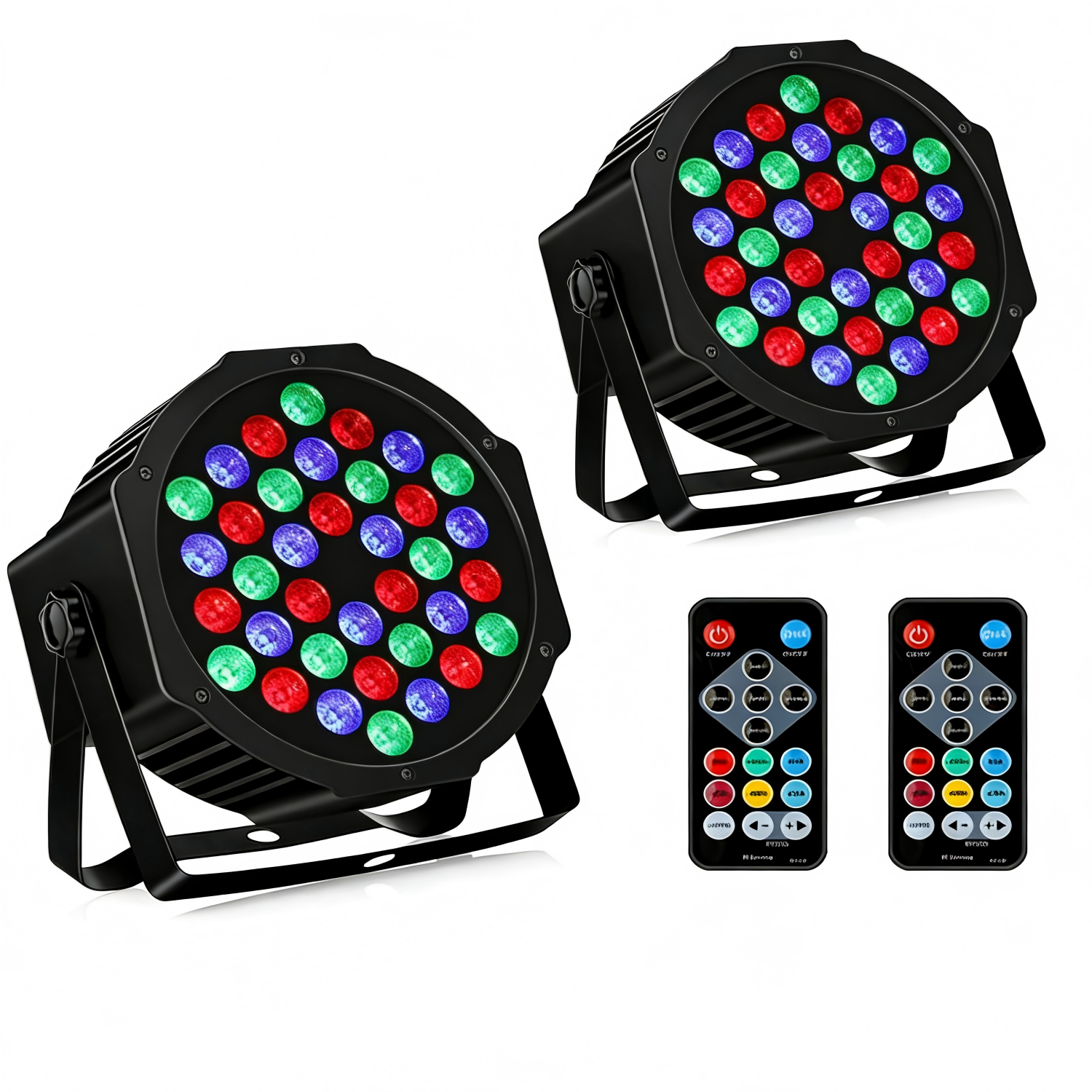 Set of 2 Rechargeable 36x1W RGB LED Par Light Battery Powered Stage Wash Light Wireless Remote for DJ Party Wedding Events