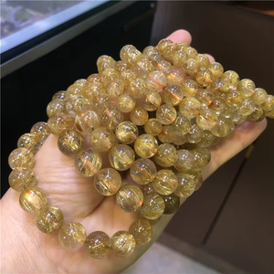 Bracciale di guarigione all'ingrosso 8mm oro naturale rutilato ricchezza quarzo perle di pietra sciolte bracciali - Product Image 6