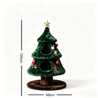 Lit pour chat rose mignon de Noël avec griffoir en sisal, niche en peluche écologique pour chats d'intérieur