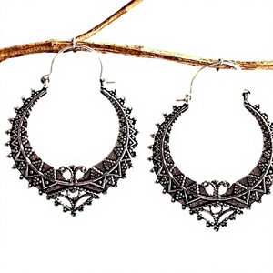 Pendientes de aro de 4cm chapados en plata de ley 925 sólida, joyería Lisa para regalo de fiesta de boda - Product Image 2