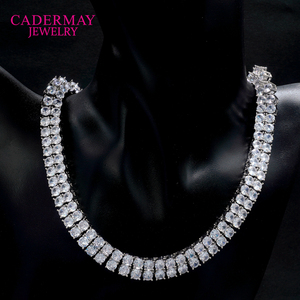 Cadermay Luxury Hip Hop Jewelry 925 Silver 3mm Corte redondo 2 filas Iced Out Collar de <span class=keywords><strong>tenis</strong></span> de moissanita personalizado <span class=keywords><strong>para</strong></span> rapero hombres - Product Image 2