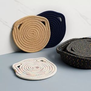 Coton et lin sourire tissé isolation maison salle à manger napperons plat bol casserole tapis tasse caboteur tasse à thé pot tapis - Product Image 6