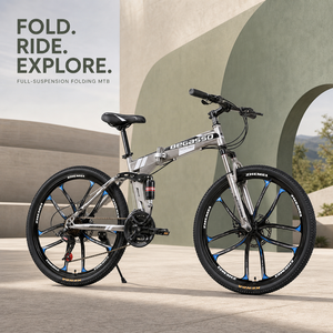 BeGasso Faltbares Mountainbike Doppelte Stoßdämpfung Scheibenbremse Variable Geschwindigkeit Unisex Vorder-/Hinterradfederung 120kg Carbon - Product Image 1