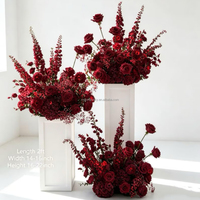 Bunga Mawar Hydrangea Merah Burgundy Real Touch Sutra Bertingkat 70cm dengan Stand untuk Dekorasi Bunga Pernikahan dari Supplier