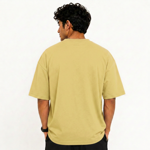 Camiseta de Algodón de Color Sólido Extra Grande para Hombre, Manga Corta, Cuello Redondo, Diseño Informal de Punto Jersey, Largo Regular - Product Image 3