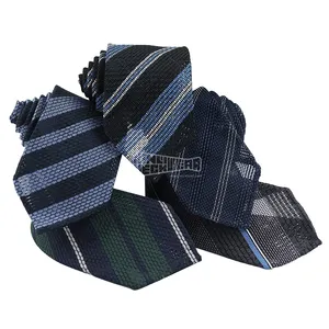 Striped Handmade Untipped Stripe Tie Neck Man 3 Fold Custom Neck Ties Business Suit For Men Silk Grenadine Neckties