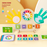 Jam kayu edukasi kreatif untuk anak-anak prasekolah Set Puzzle logika montesori untuk Belajar Dini mainan matematika jari rumah