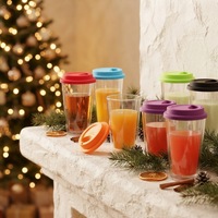 Mug en verre borosilicate à double paroi, classique, avec couvercle en silicone coloré pour café, thé, lait, gobelets