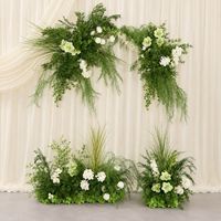 Ensemble floral artificiel vert et blanc pour mariage, guirlande florale suspendue pour arche et rangée de fleurs au sol pour décor de toile de fond de scène et allée de mariage
