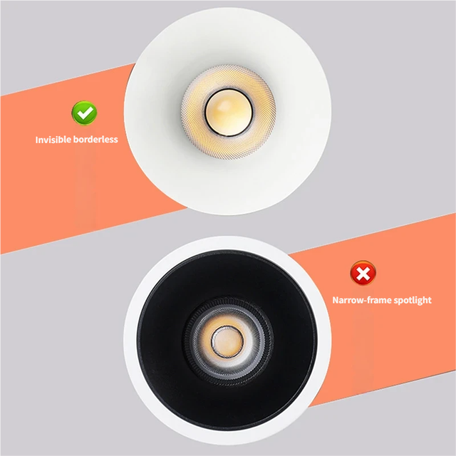 Frameless Gypsum Plaster Spotlight Deep Recessed Anti Glare Ceiling Downlights Bezelless UGR19 Eye Protection Lamps