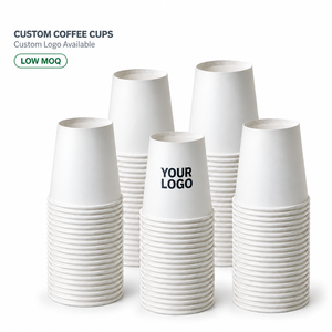 แก้วกาแฟกระดาษคราฟท์สีขาวแบบใช้แล้วทิ้ง ขนาด 7/8/9/12 ออนซ์ เป็นมิตรกับสิ่งแวดล้อม ราคาโรงงาน พร้อมโลโก้สั่งทำ - Product Image 1