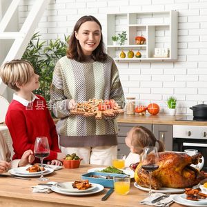 Bandeja de Madera con Forma de Hoja de Arce de 36 cm, Bandeja Decorativa sin Acabado para Servir Alimentos, para Fiestas de Otoño - Product Image 2