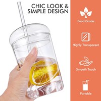Groothandel Aanpassing Ecologisch Voedselveilig Hoog-borosilicaat Handgeblazen Herbruikbaar Vaatwasser- en Magnetronbestendig 450ml Glazen Bekers