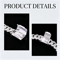 Cadena cubana de moissanita VVS1 de 15 mm, color D, estilo hip hop, de plata de ley S925 maciza con nano revestimiento, collar con incrustaciones de circonitas para hombre