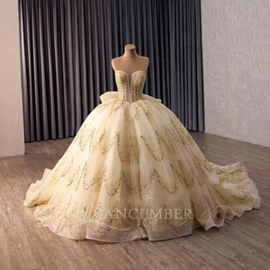 Robe de soirée vintage 251127, style princesse, ornée de perles et de cristaux, taille naturelle, perles champagne, robe de bal bouffante pour Quinceañera - Product Image 2
