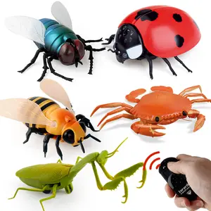 Juguete eléctrico con control remoto para niños, juguete de simulación de rayo infrarrojo, con mosca, abeja, mariquita, cangrejo, mantis, ratón, goteo