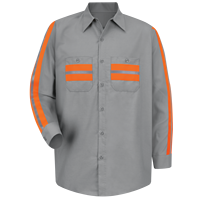 Chemise de travail à manches courtes à rayures réfléchissantes haute visibilité en coton, demi-boutonnée, pour service automobile et agriculture, vente en gros avec logo
