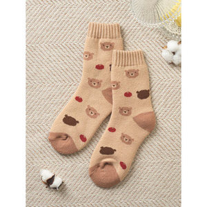 Calzini per dormire con un personaggio Beige stile Casual Logo Design con fiocchi in Nylon Spandex traspirante per uso quotidiano estivo - Product Image 1