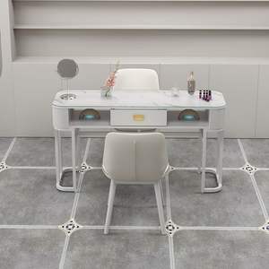 Table à ongles en métal style nordique, mobilier de salon de manucure blanc minimaliste, ensemble bureau et chaise pour poste de travail de manucure - Product Image 5