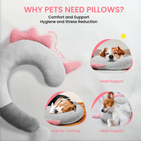 Coussin Apaisant Rond Moderne en Peluche pour Animaux de Compagnie, Rembourrage en Polyester, Lavable, Protection du Cou et de la Colonne Vertébrale, Jouet à Câliner, Coussin de Sommeil pour Chiens