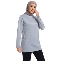 Yeni Tasarım Nakışlı Fitness Geleneksel Müslüman Kadın Abayası Uzun Elbise Eşofman Kapüşonlu İslami Spor Giyim Spandeks/Polyester